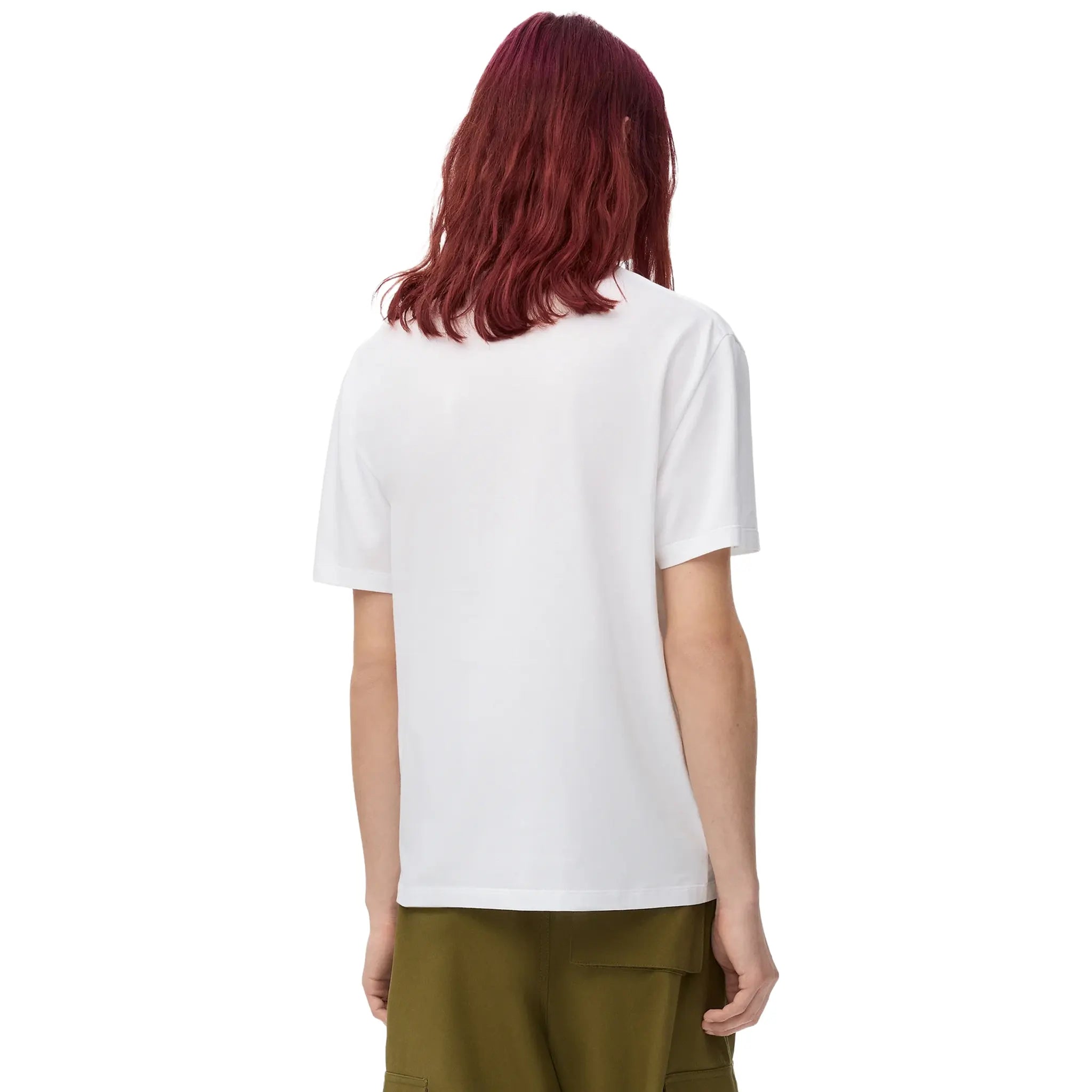 Back View of Loewe Relaxed Fit Cotton White T-Shirt